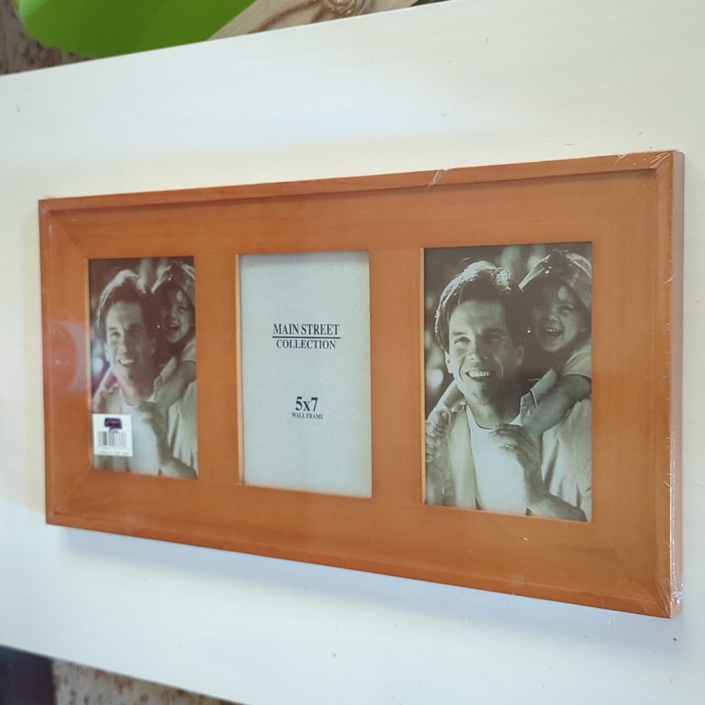 New Main Street Collection Cherry Picture Wall Frame Three 5"x 7" Openings